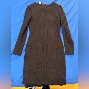bebe Elegant Black Geometric Long Sleeve Dress